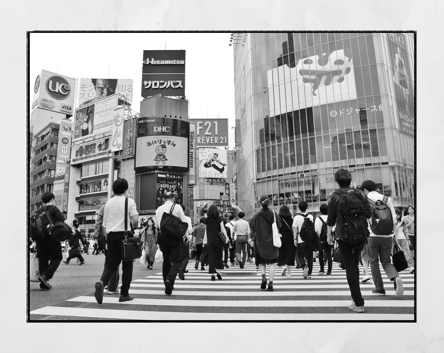 Shibuya Crossing Tokyo Japan Black And White Photography Print