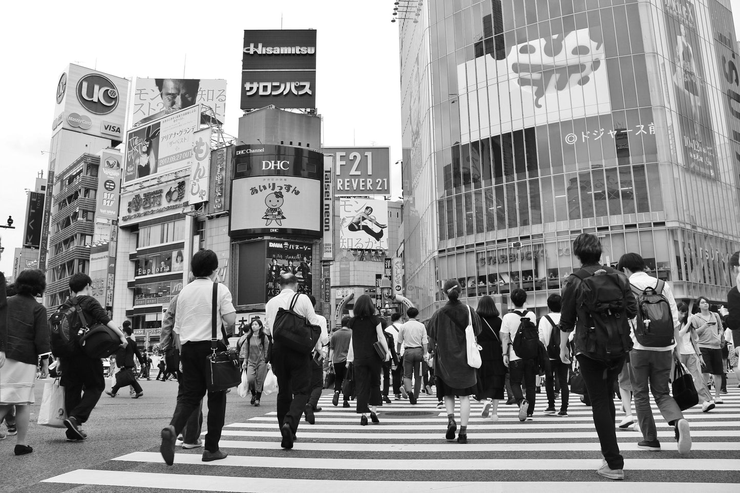 Shibuya Crossing Tokyo Japan Black And White Photography Print