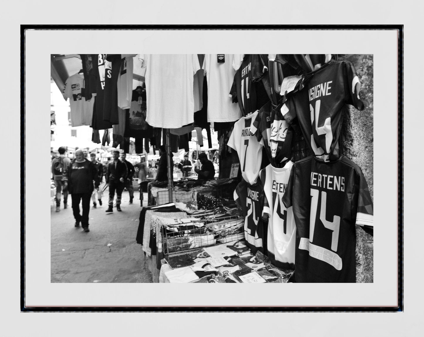 Naples Italy Nolano Market Napoli F.C Black And White Photography Print