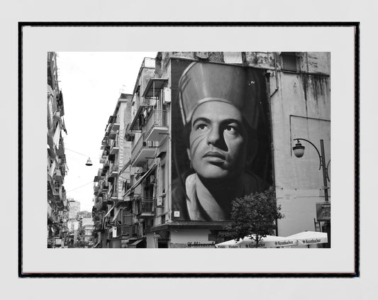 Saint Gennaro Mural Naples Italy Black And White Photography Print