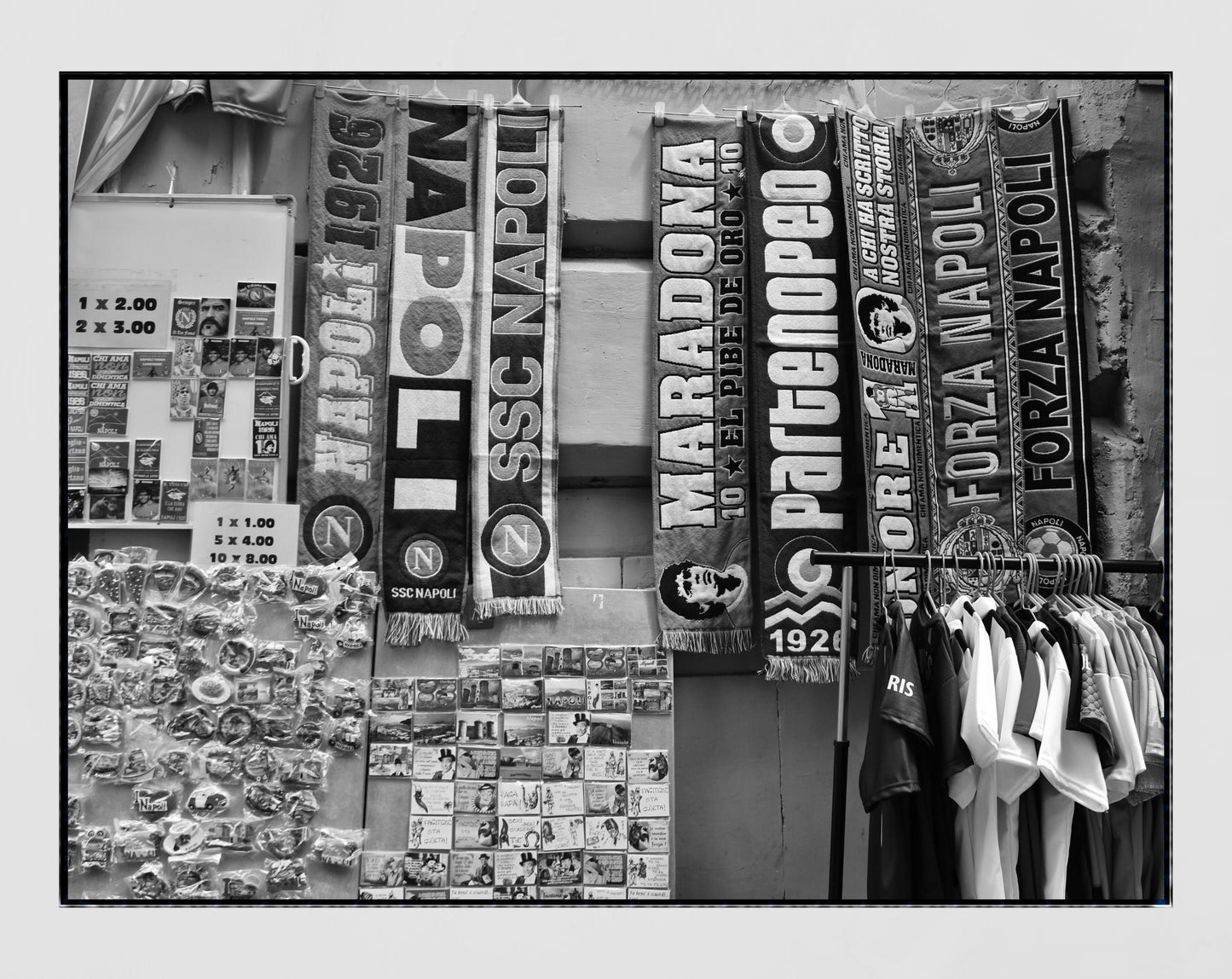 Naples Italy Napoli Soccer Black And White Photography Poster