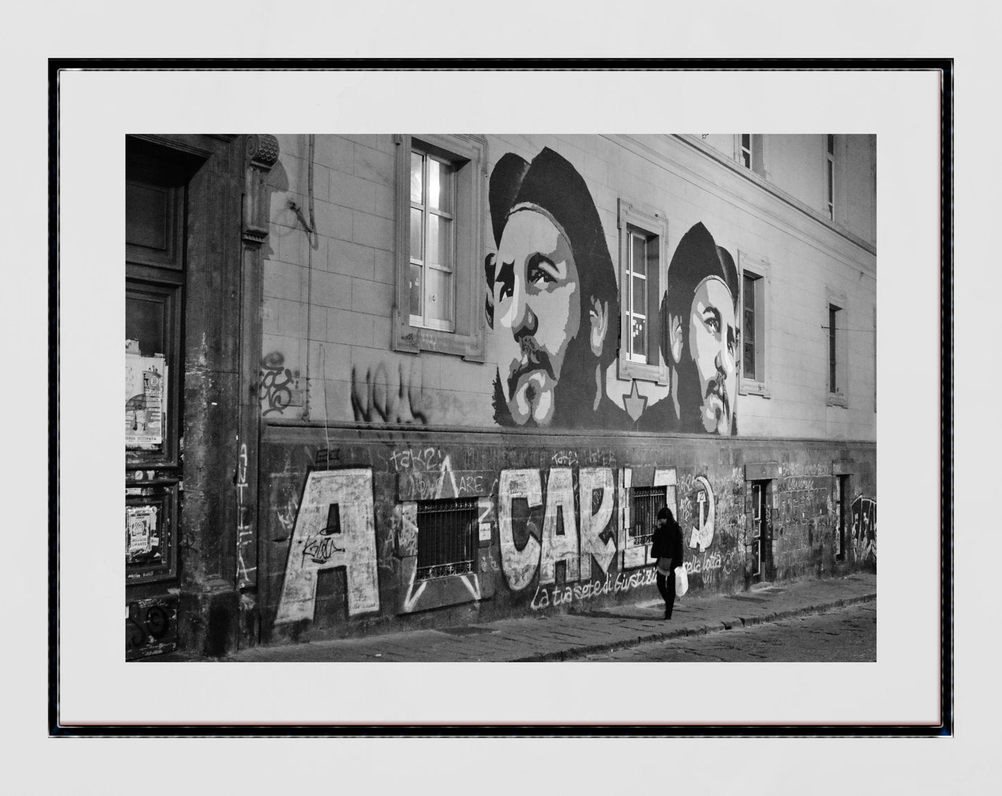 Fidel Castro Naples Italy Anti Capitalist Black And White Photography Print