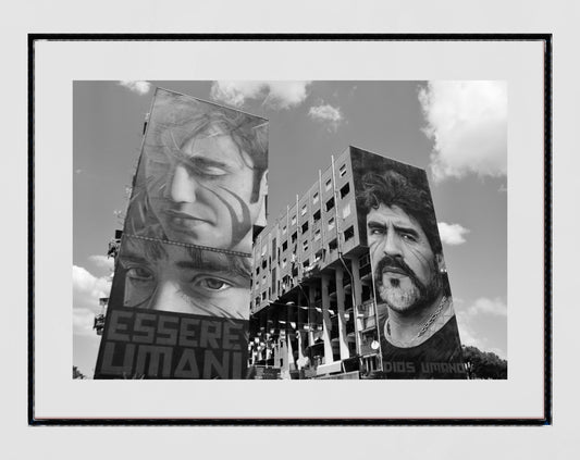 Maradona Naples Jorit Mural Black And White Photography Wall Art