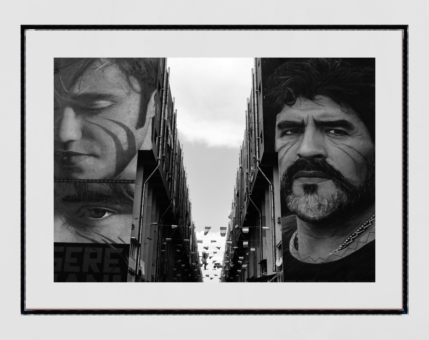 Maradona Naples Jorit Photography Print Napoli Black And White Poster