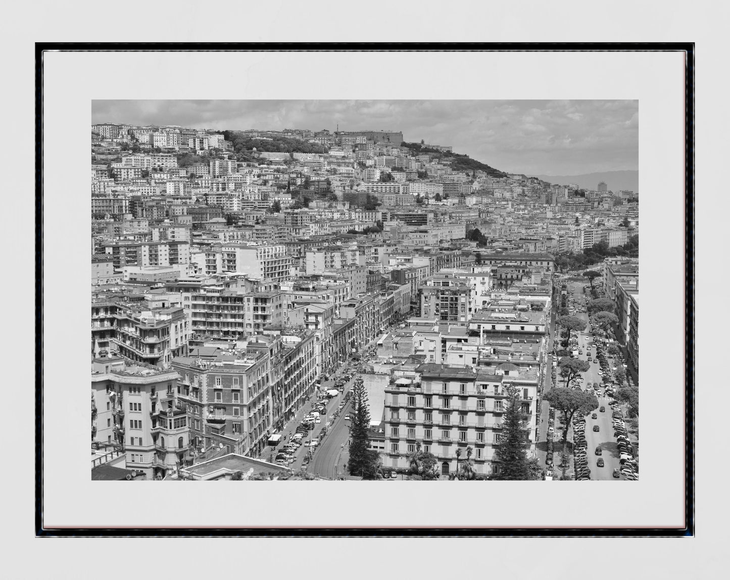 Naples Italy Skyline Black And White Photography Wall Art