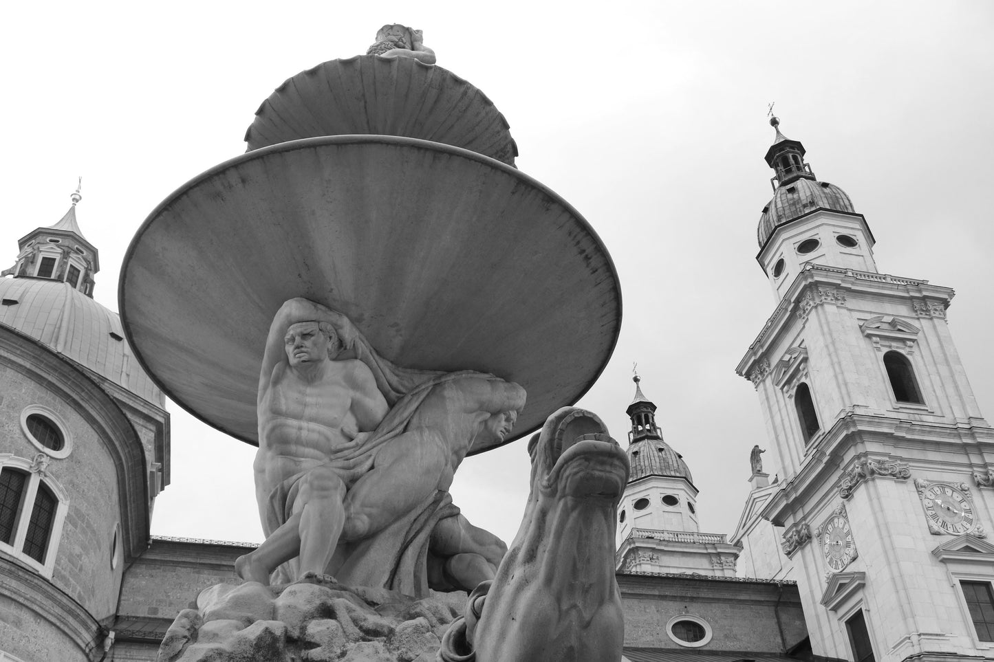 Salzburg Residenzplatz Europe Black And White Photography Print