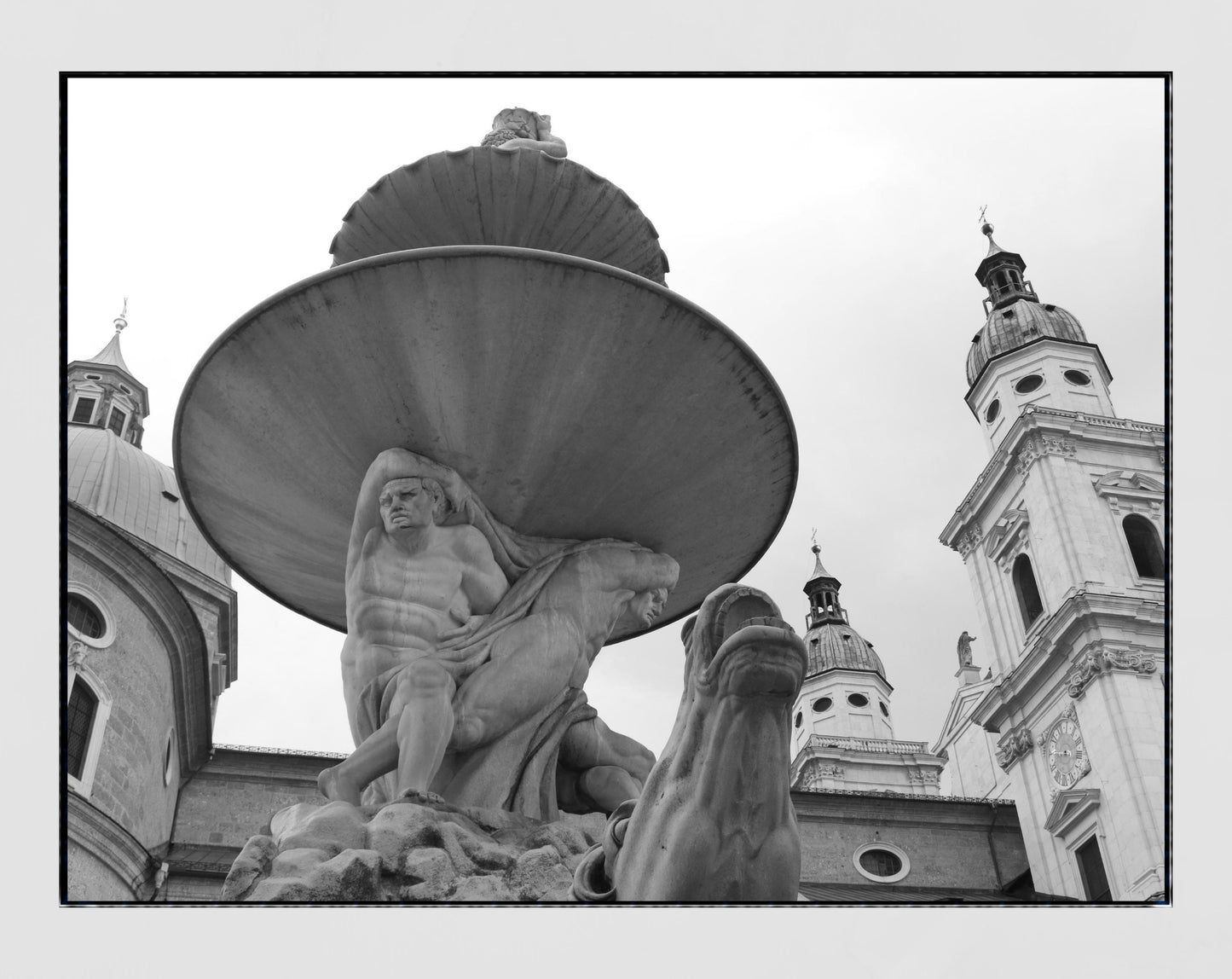 Salzburg Residenzplatz Europe Black And White Photography Print