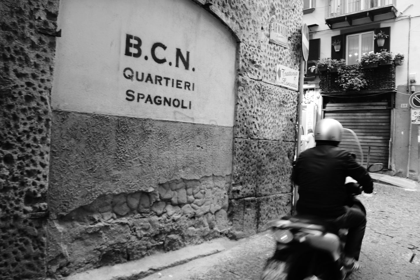 Naples Spanish Quarter Italy Black And White Photography Print