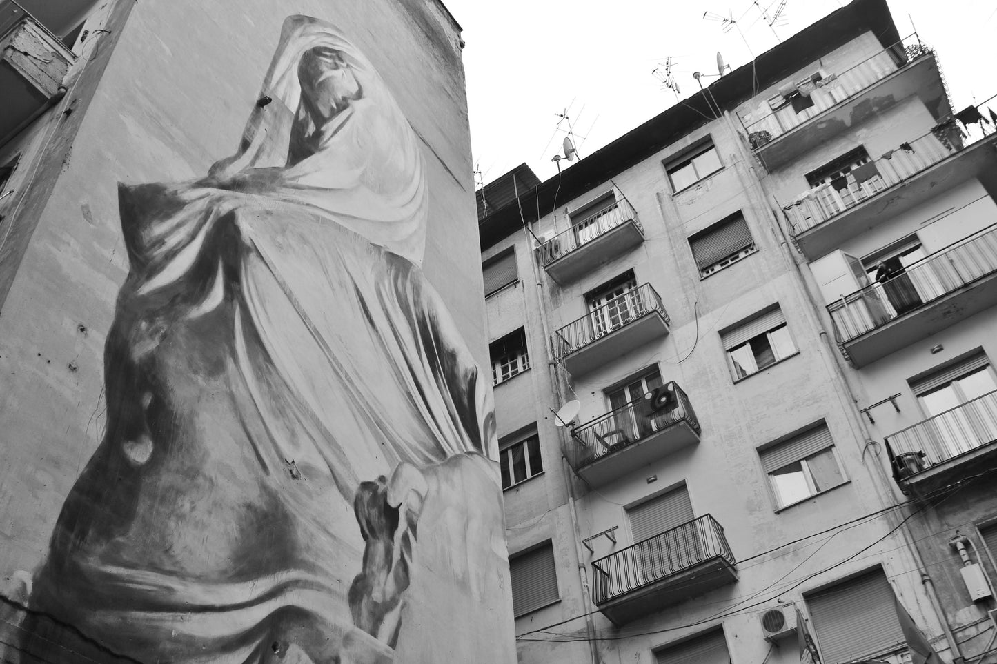 Street Art Print Spanish Quarter Naples Black And White Photography Poster