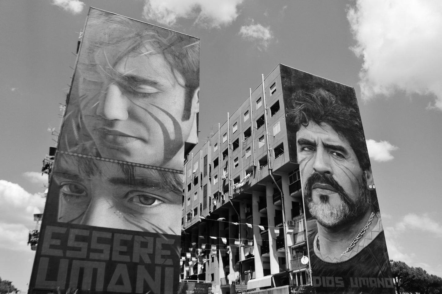 Maradona Naples Jorit Mural Black And White Photography Wall Art