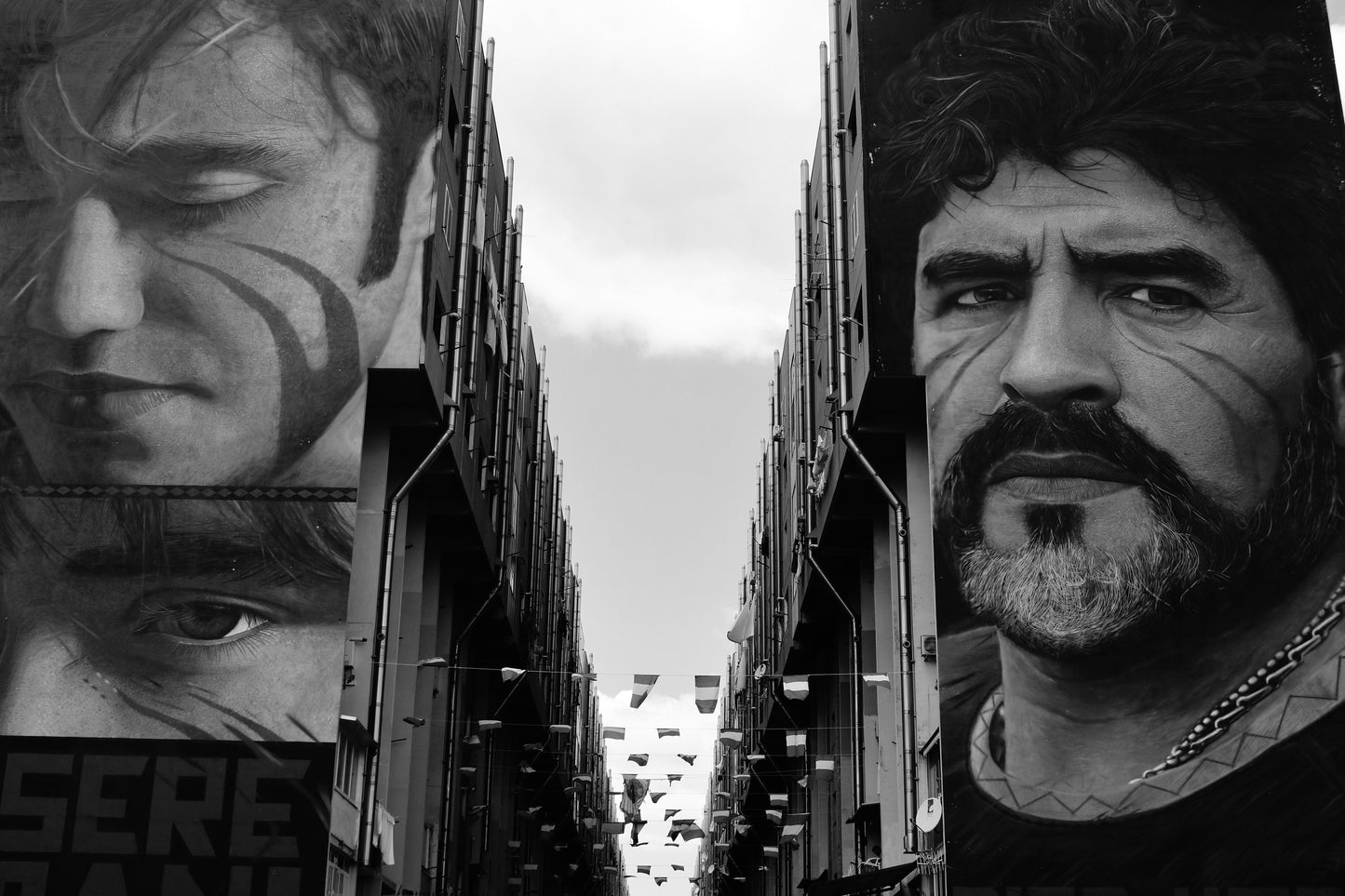 Maradona Naples Jorit Photography Print Napoli Black And White Poster