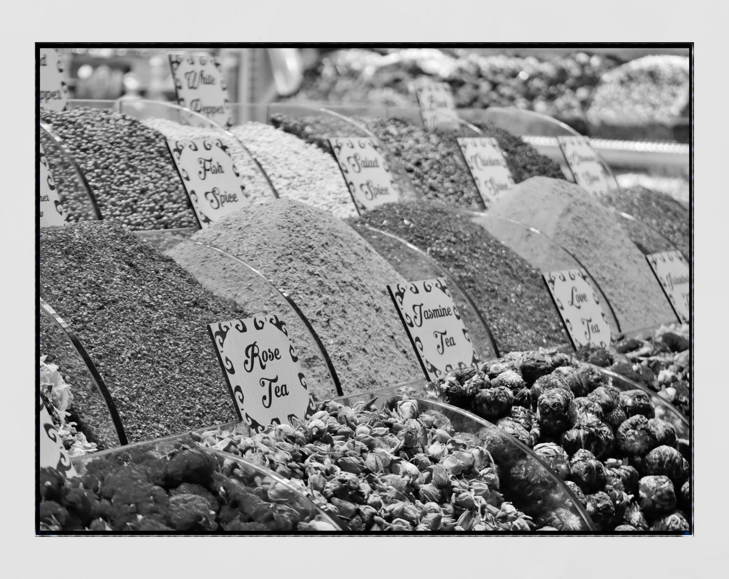 Turkey Spice Bazaar Istanbul Food Black And White Middle East Photography Print