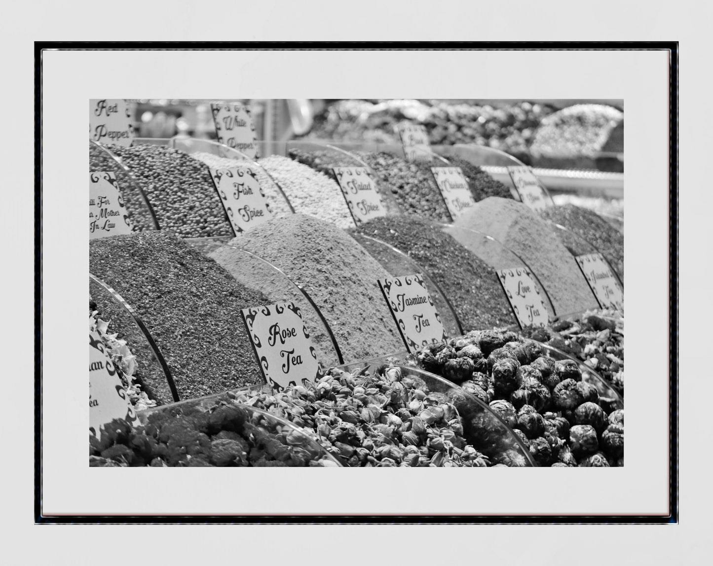 Turkey Spice Bazaar Istanbul Food Black And White Middle East Photography Print