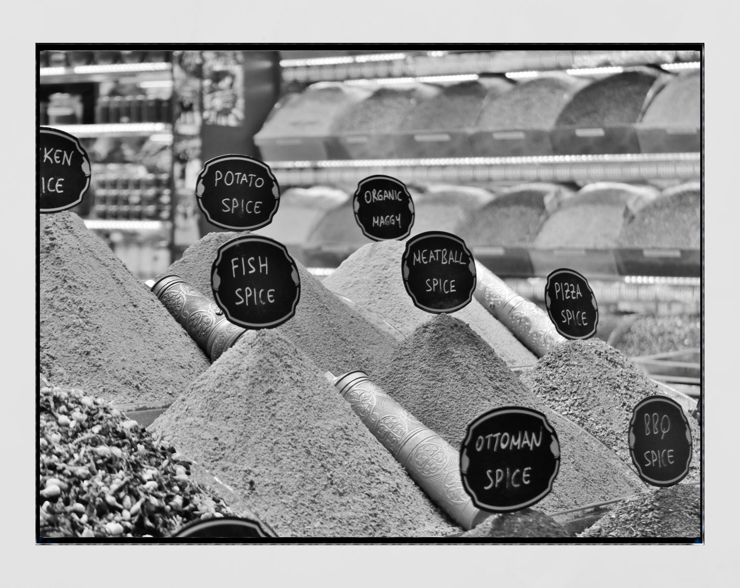 Turkey Spice Bazaar Istanbul Middle East Black And White Photography Print