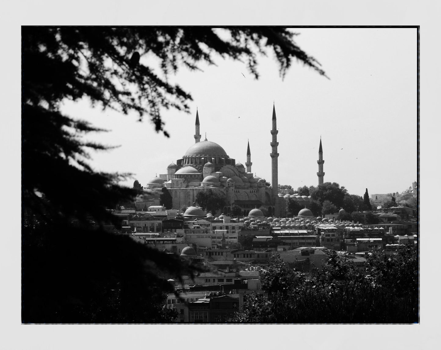 Istanbul Suleymaniye Mosque Middle East Black And White Photography Print Poster