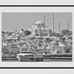 Istanbul Skyline Süleymaniye Mosque Black And White Photography Print Poster