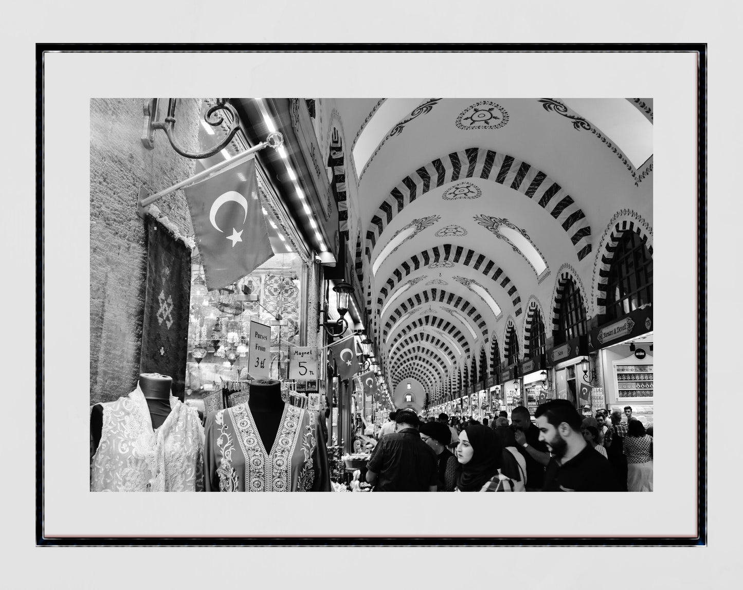 Istanbul Turkey Spice Black And White Bazaar Photography Print Poster