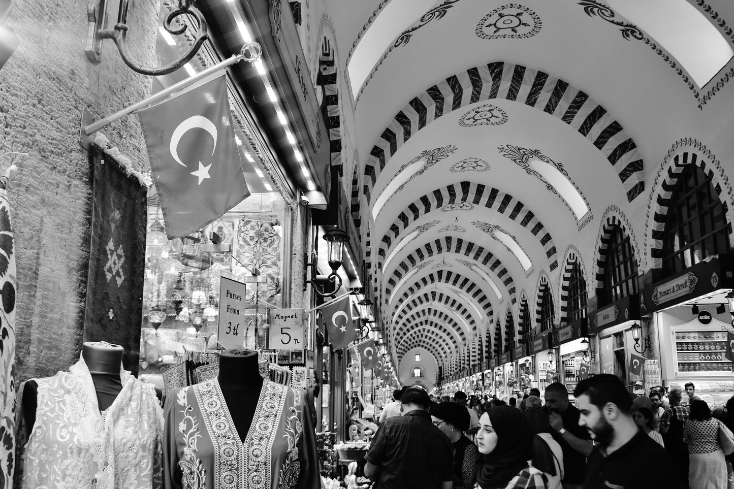 Istanbul Turkey Spice Black And White Bazaar Photography Print Poster