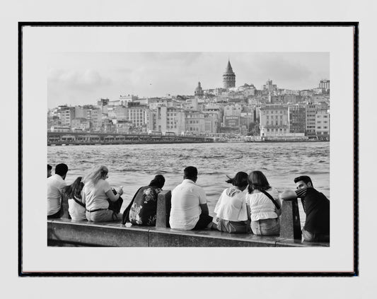 Istanbul Black And White Galata Tower Eminonu Photography Print