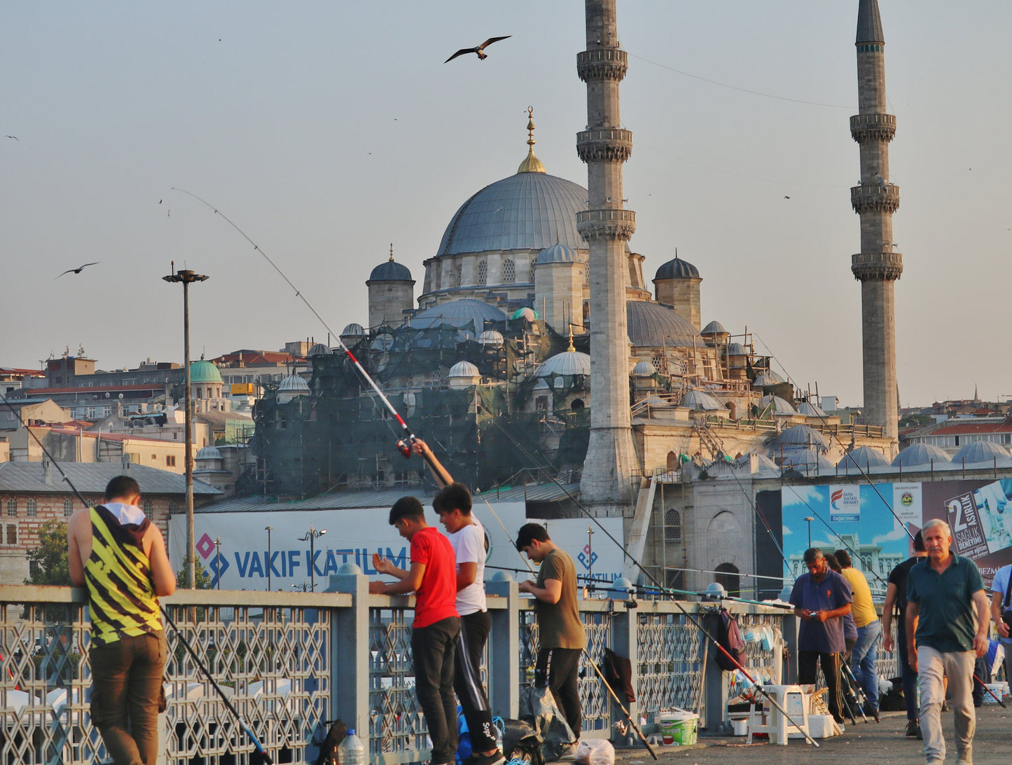 Istanbul Galata Bridge Fishing Süleymaniye Mosque Photography Print Poster