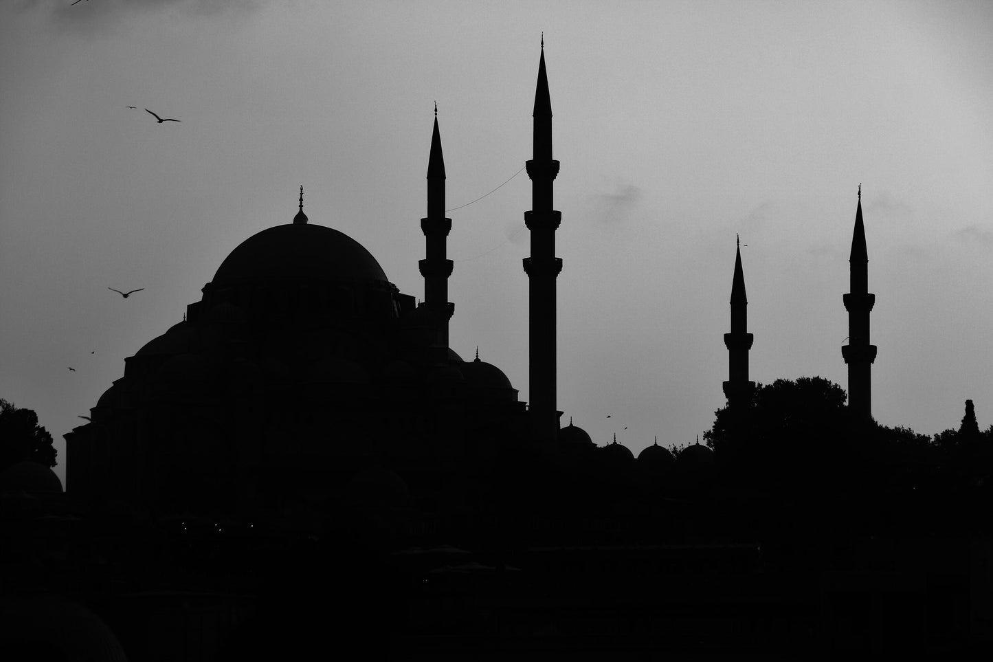 Istanbul Süleymaniye Mosque Black And White Photography Print Poster