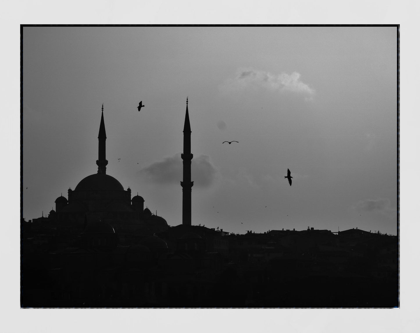 Istanbul Süleymaniye Mosque Black And White Photography Print Wall Art