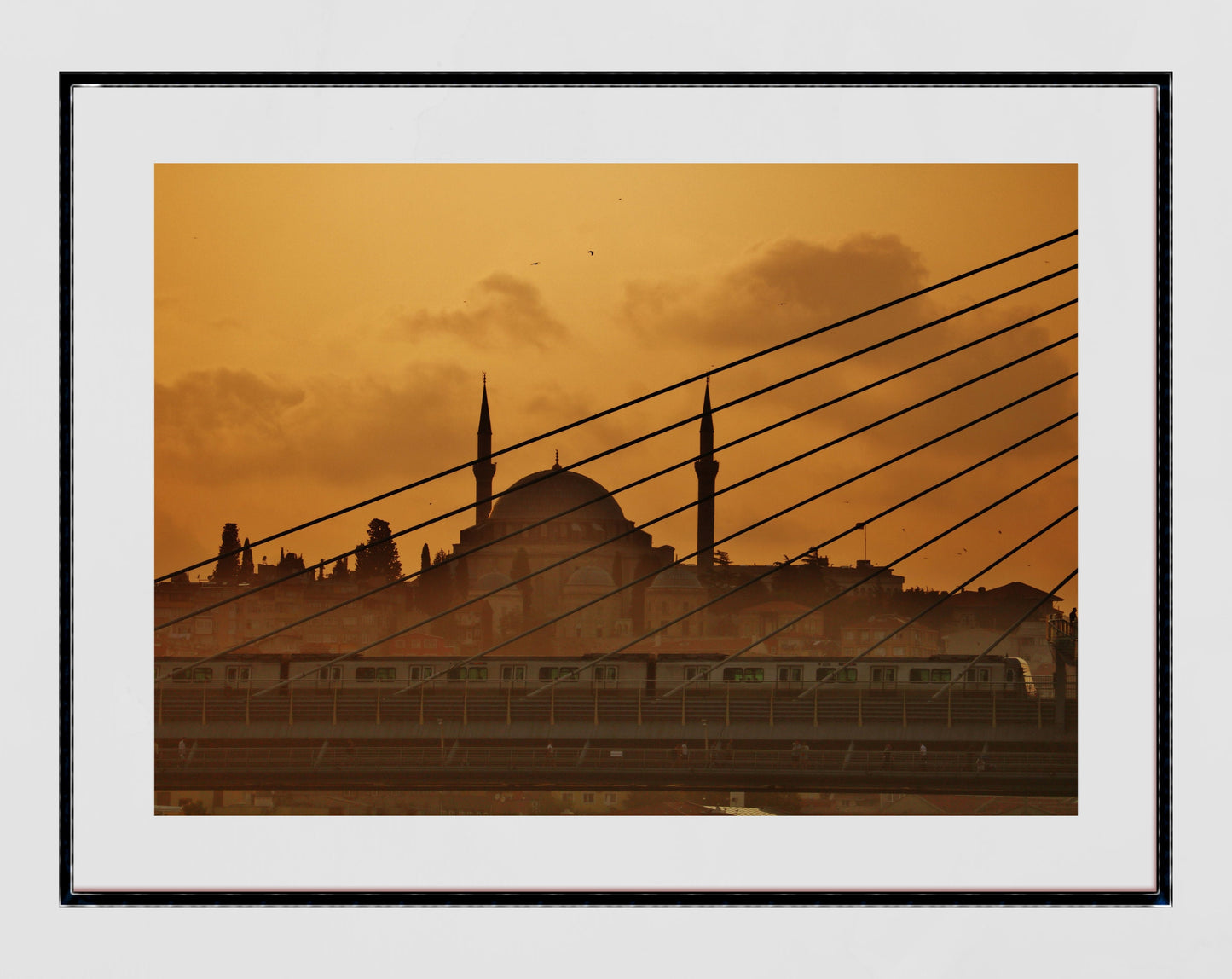 Istanbul Süleymaniye Mosque Halic Metro Bridge Sunset Photography Print Poster