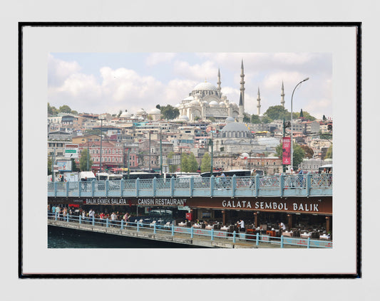 Istanbul Skyline Galata Bridge Photography Print Poster