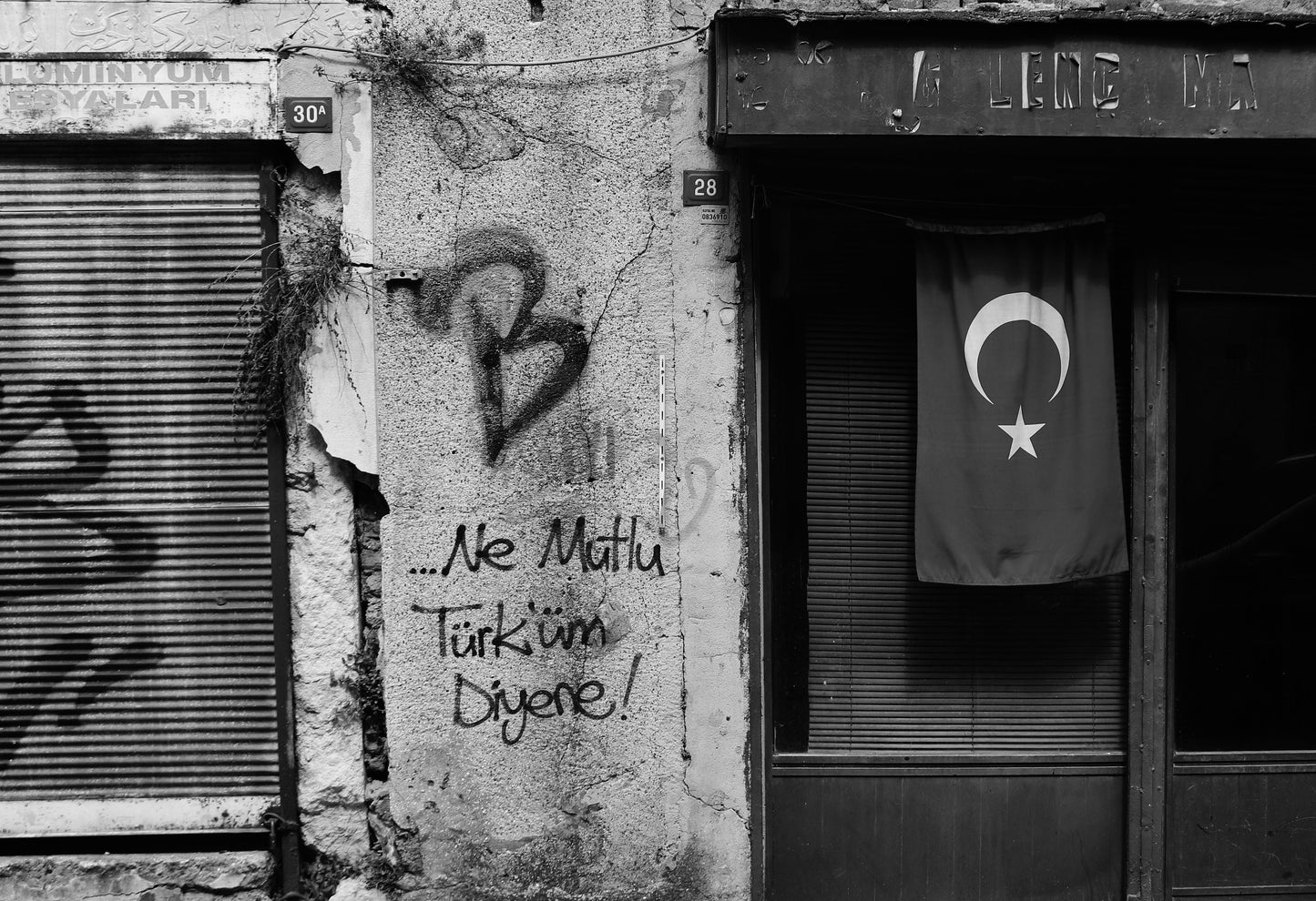 Turkey Decor Istanbul Turkish Street Graffiti black And White Photography Print