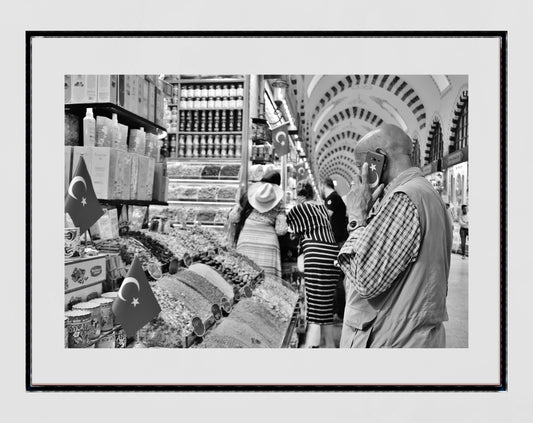 Turkey Istanbul Spice Bazaar Turkish Black And White Wall Art