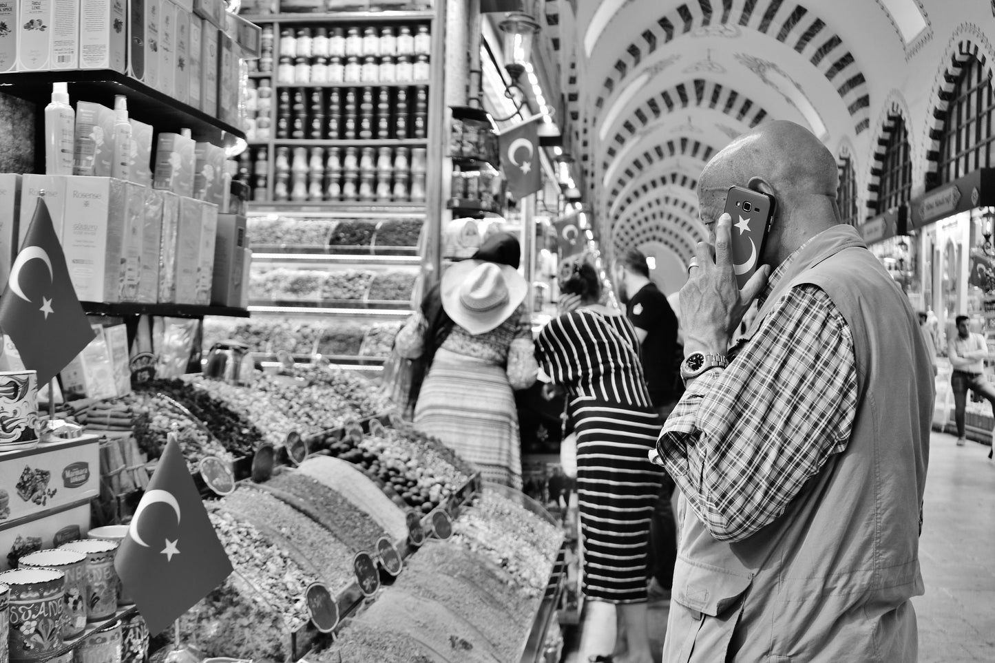 Turkey Istanbul Spice Bazaar Turkish Black And White Wall Art