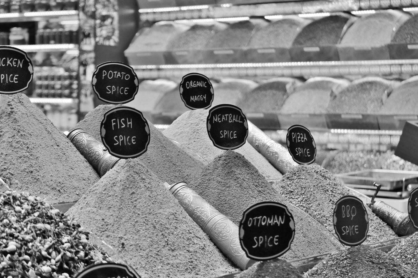 Turkey Spice Bazaar Istanbul Middle East Black And White Photography Print