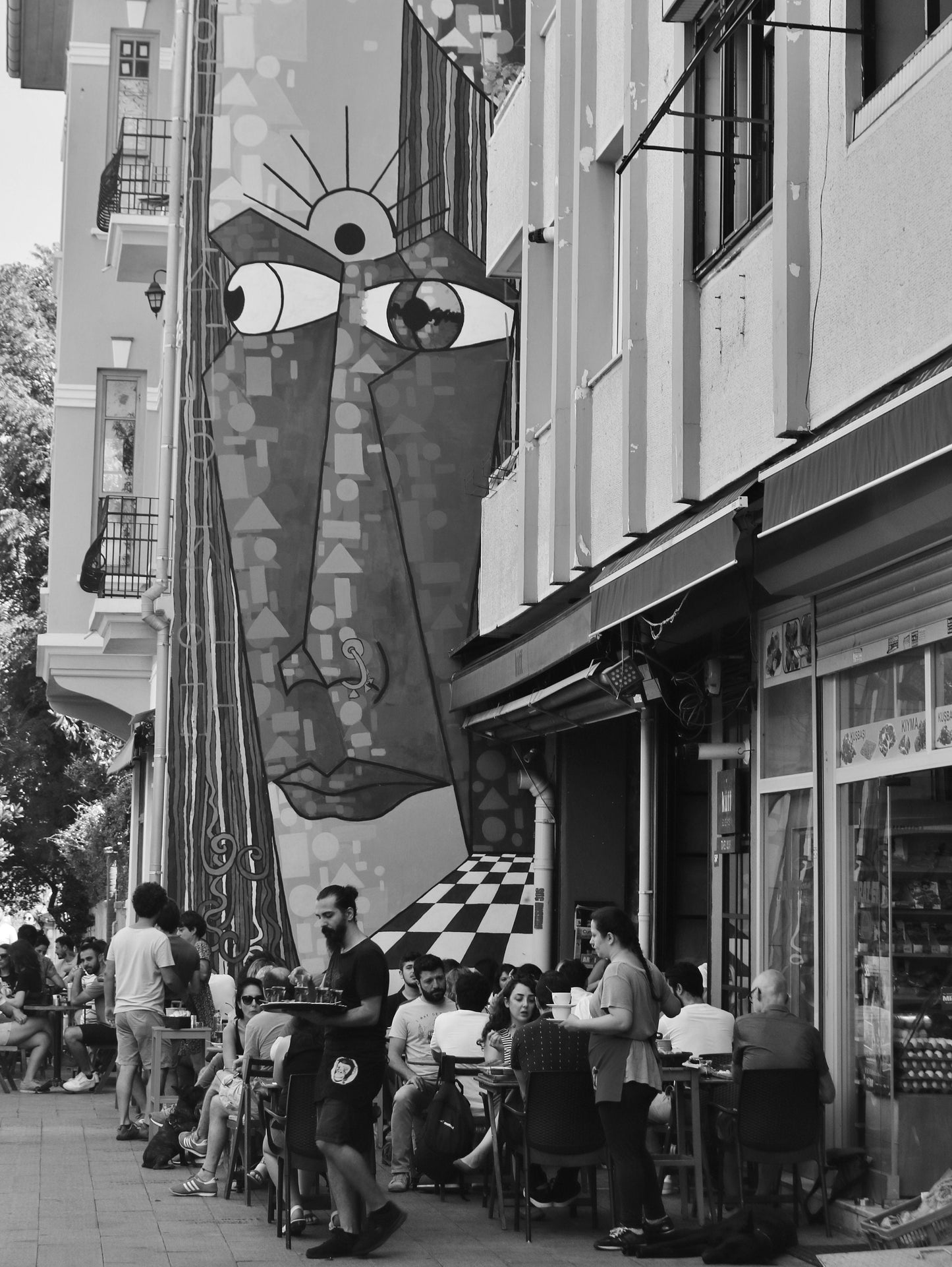 Istanbul Kadikoy Street Art Black And White Photography Print