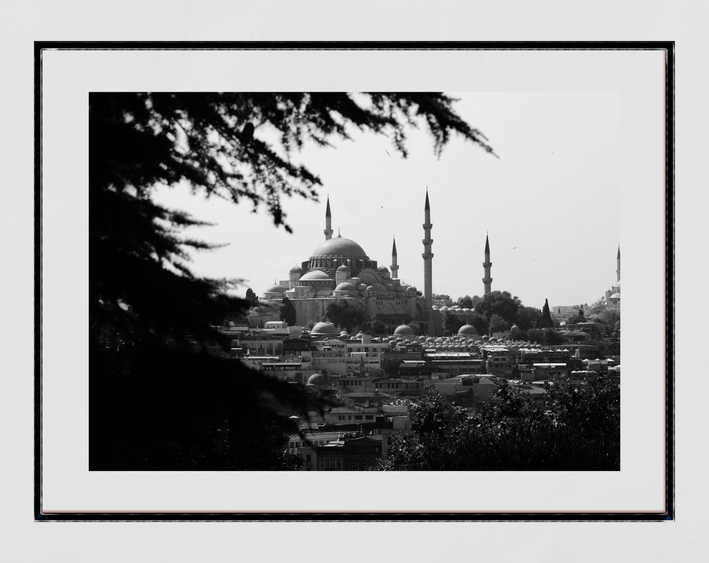 Istanbul Suleymaniye Mosque Middle East Black And White Photography Print Poster