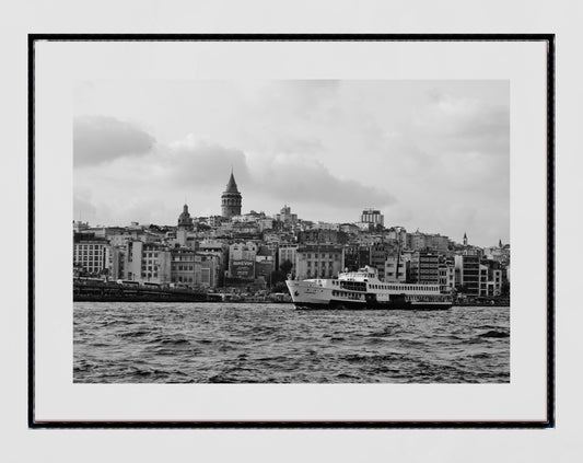 Istanbul Galata Tower Eminonu Black And White Photography Print Wall Art