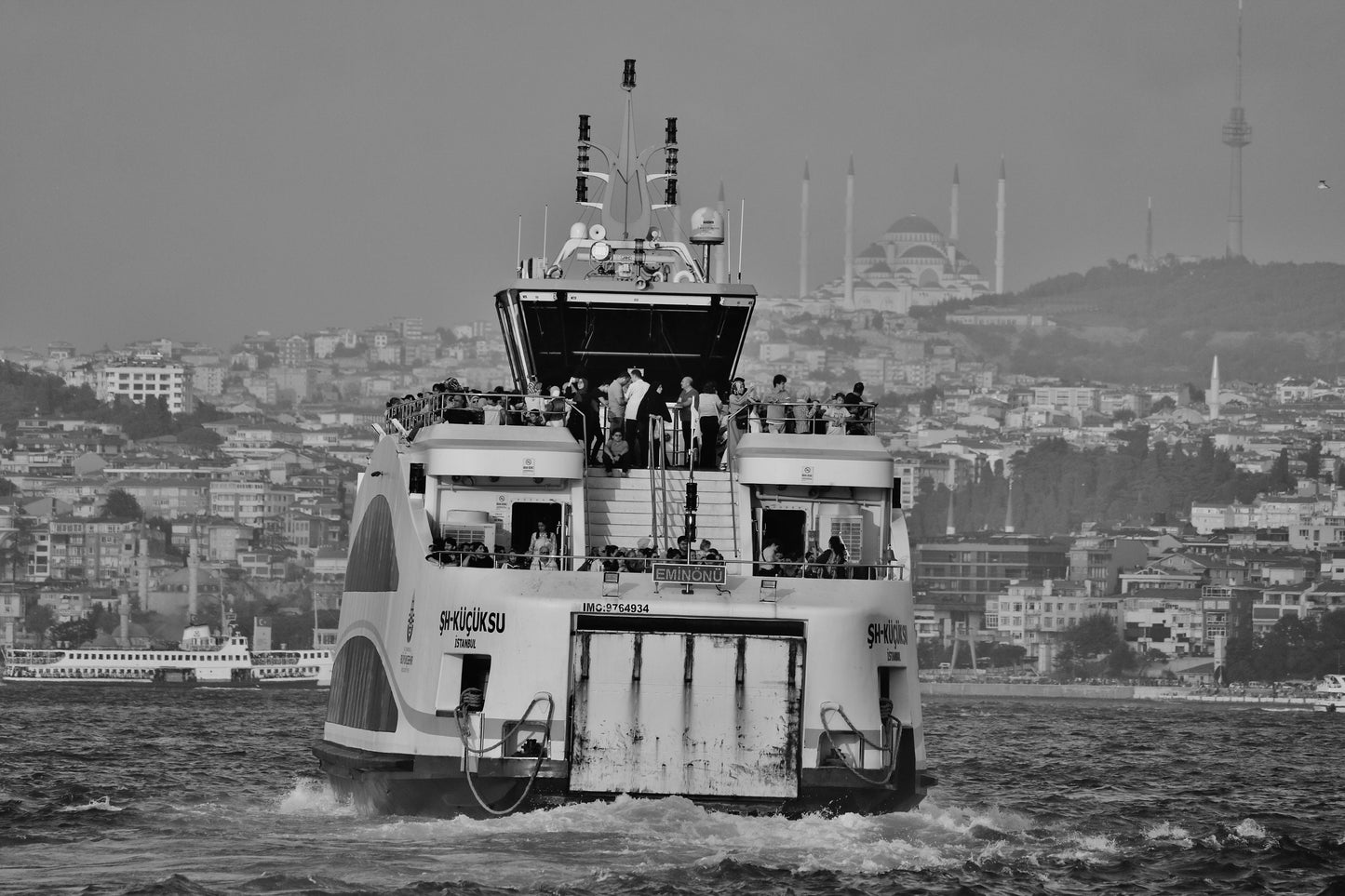 Istanbul Eminönü Ferry Black And White Photography Print Wall Art