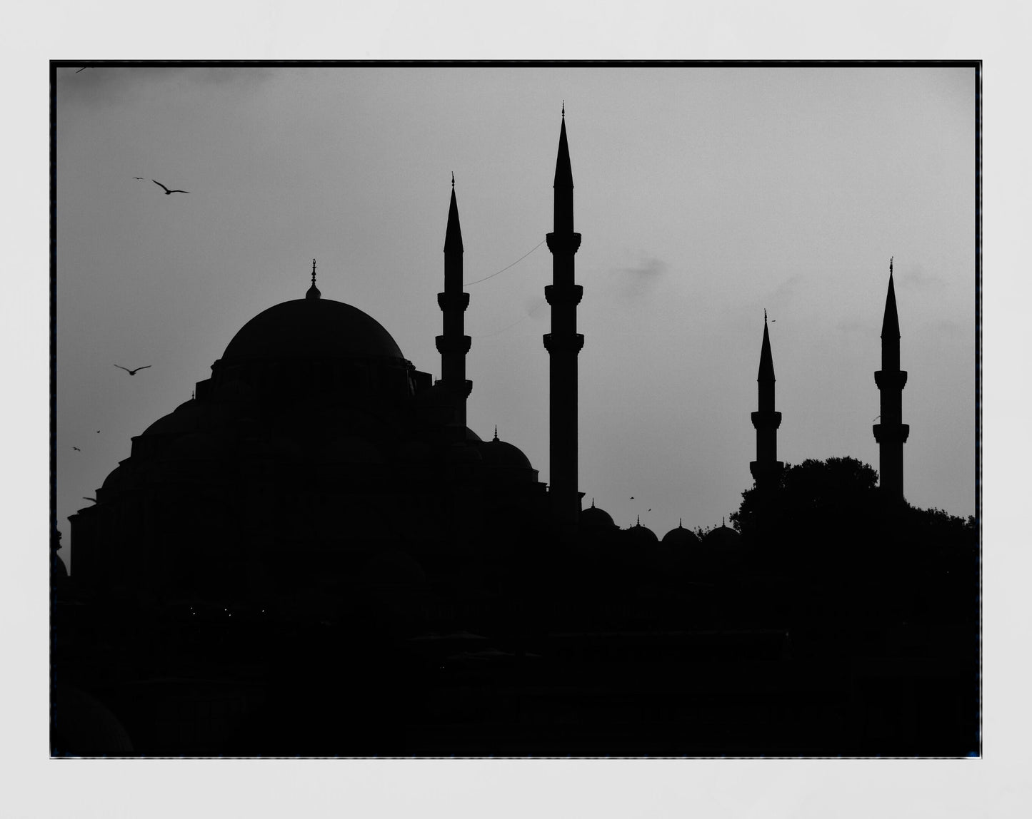 Istanbul Süleymaniye Mosque Black And White Photography Print Poster