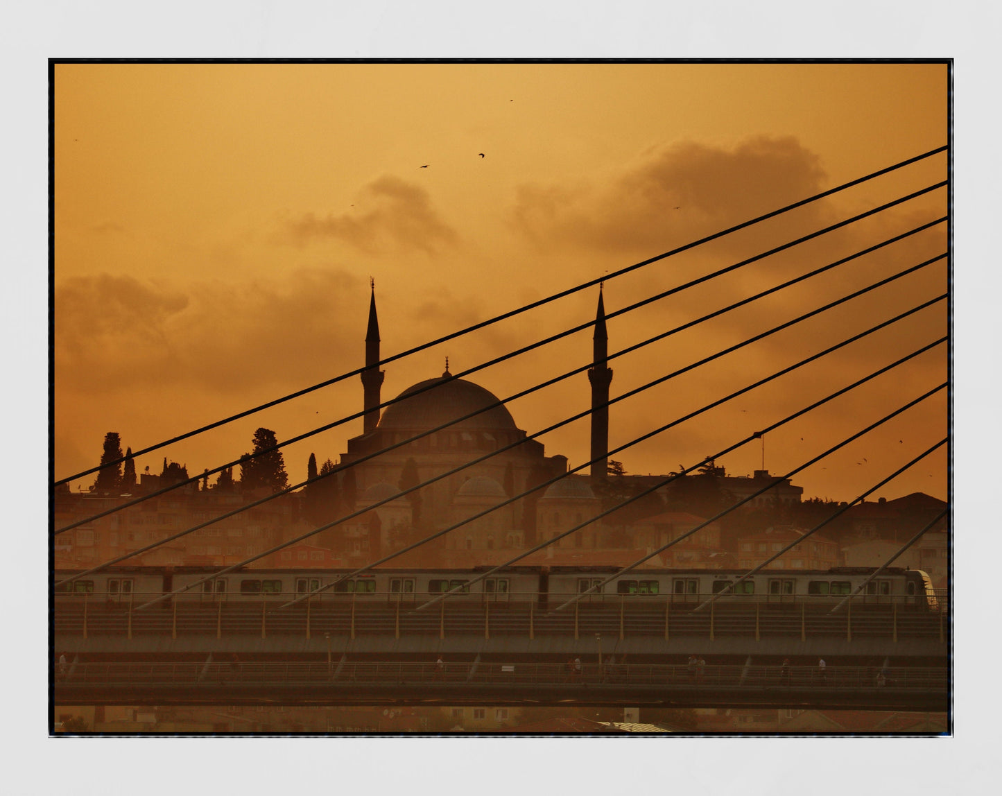 Istanbul Süleymaniye Mosque Halic Metro Bridge Sunset Photography Print Poster