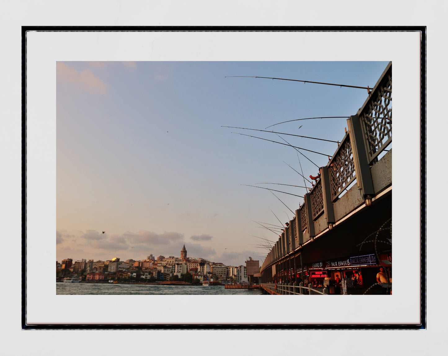 Istanbul Galata Bridge Fishing Photography Print Poster
