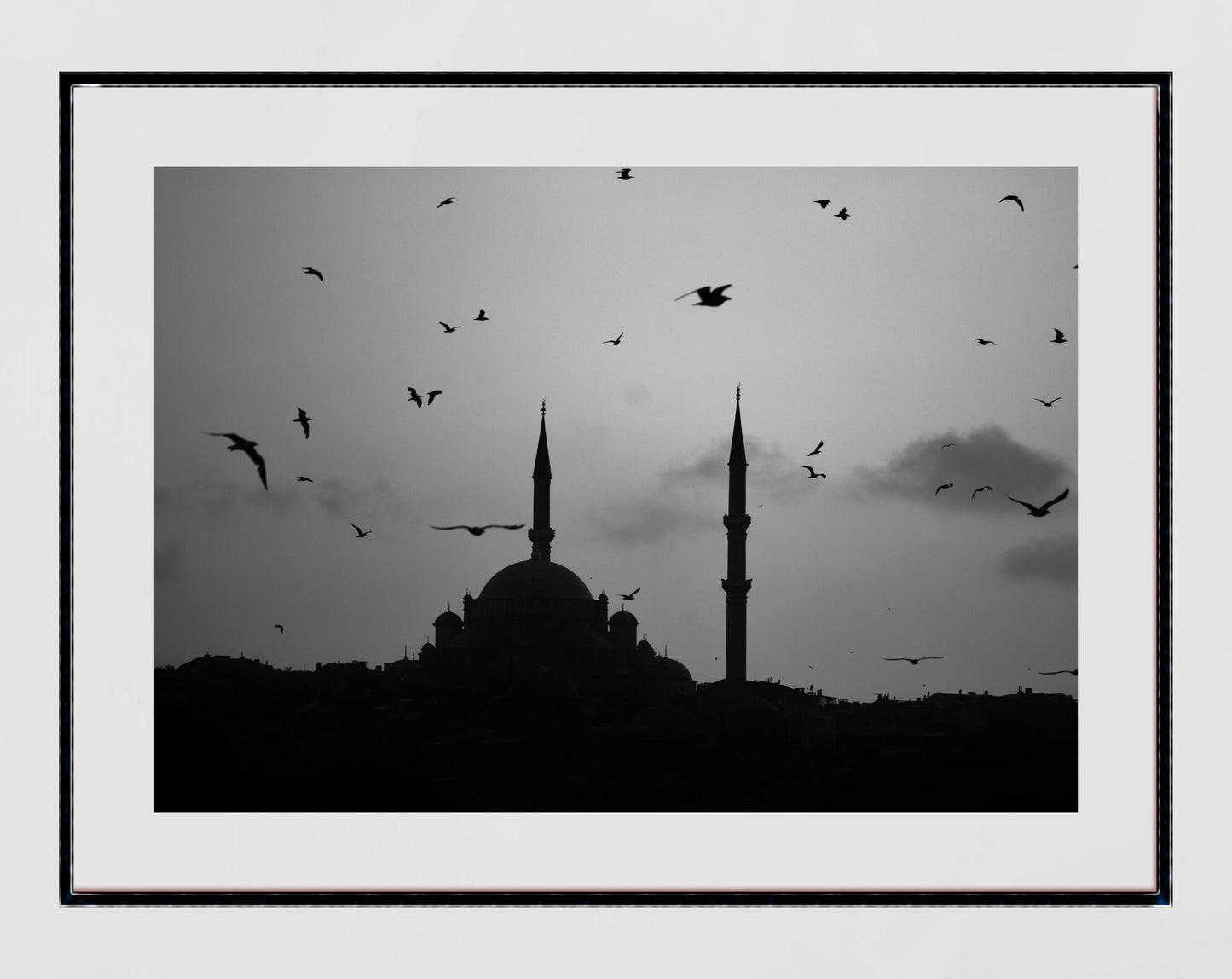 Istanbul Süleymaniye Mosque Sunset Black And White Poster Photography Print