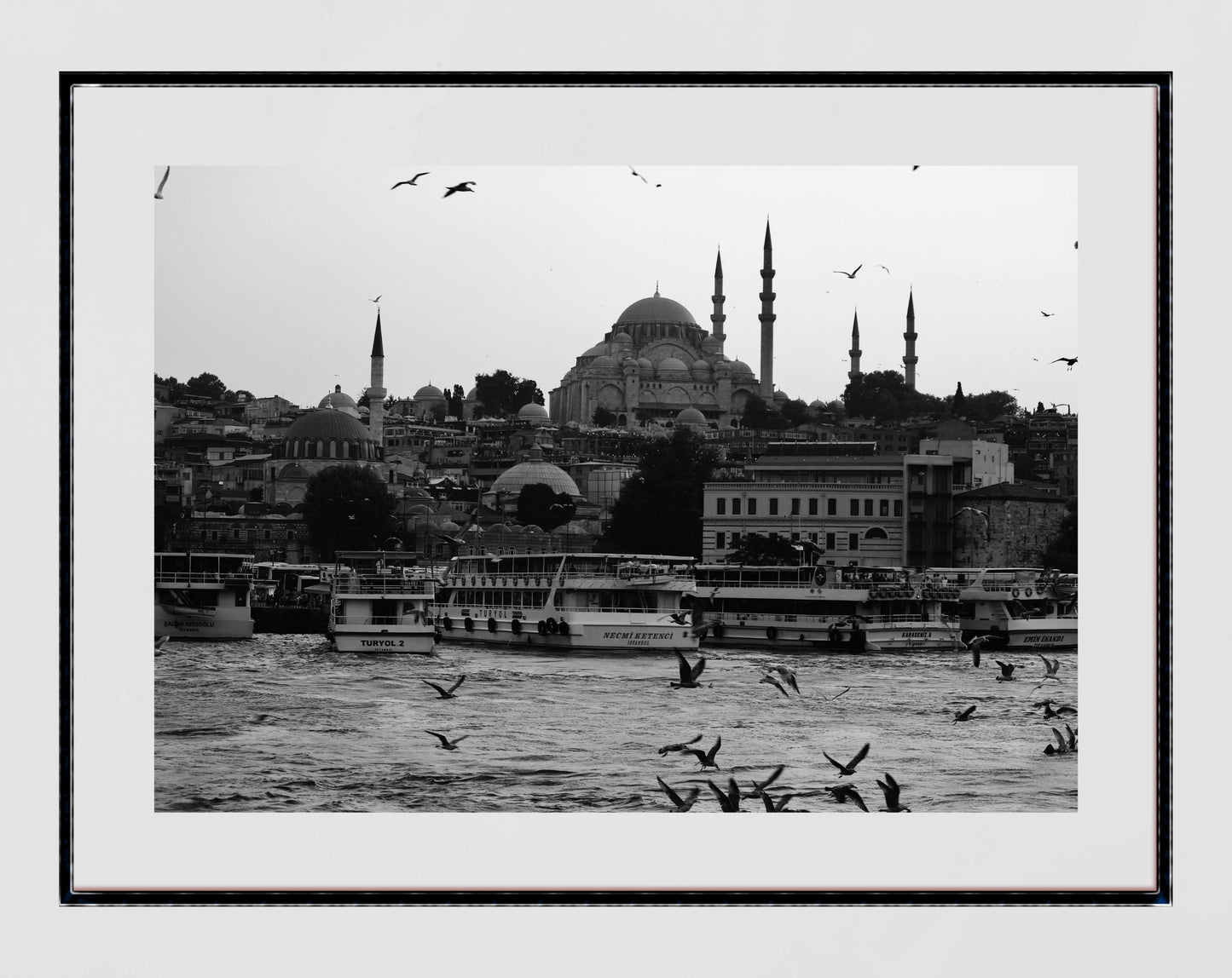 Istanbul Süleymaniye Mosque Eminönü Black And White Photography Print Poster