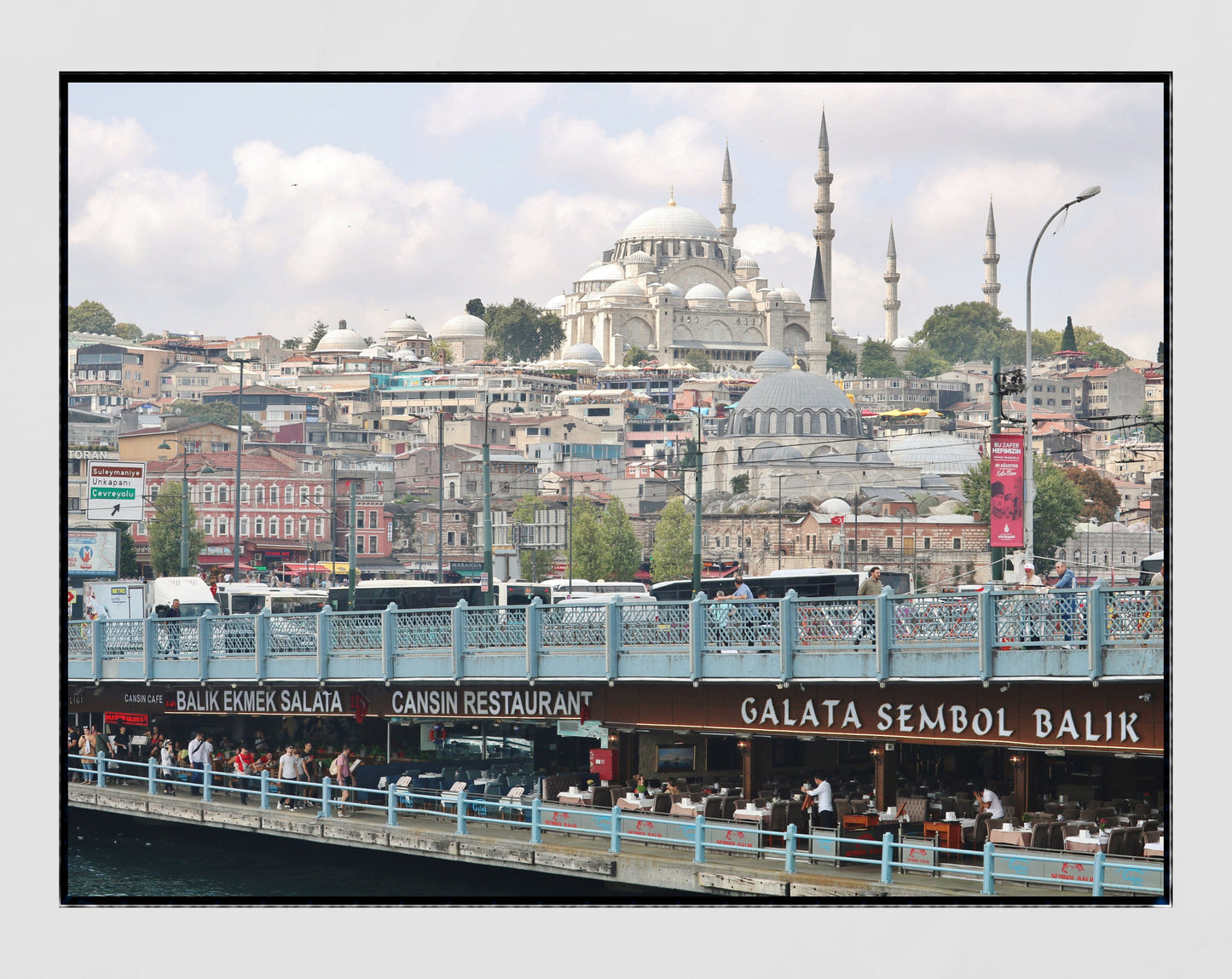 Istanbul Skyline Galata Bridge Photography Print Poster