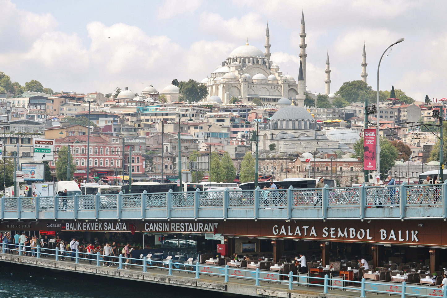 Istanbul Skyline Galata Bridge Photography Print Poster