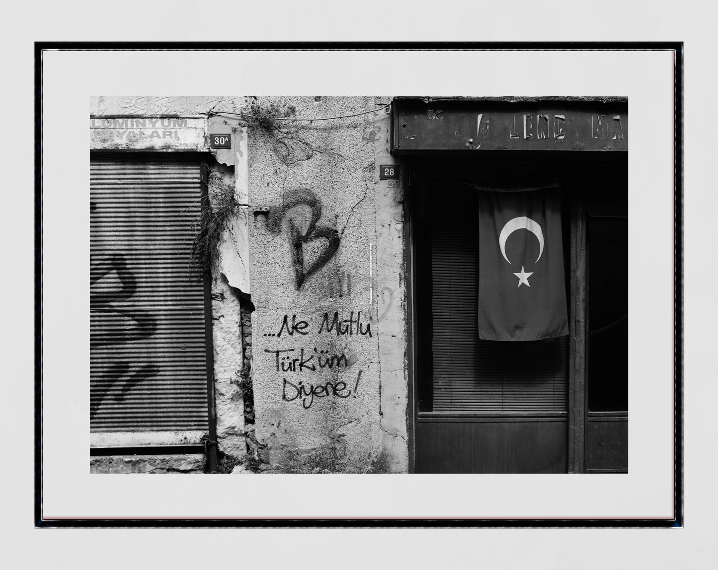 Turkey Decor Istanbul Turkish Street Graffiti black And White Photography Print