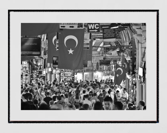 Istanbul Turkey Grand Bazaar Black And White Photography Print Poster