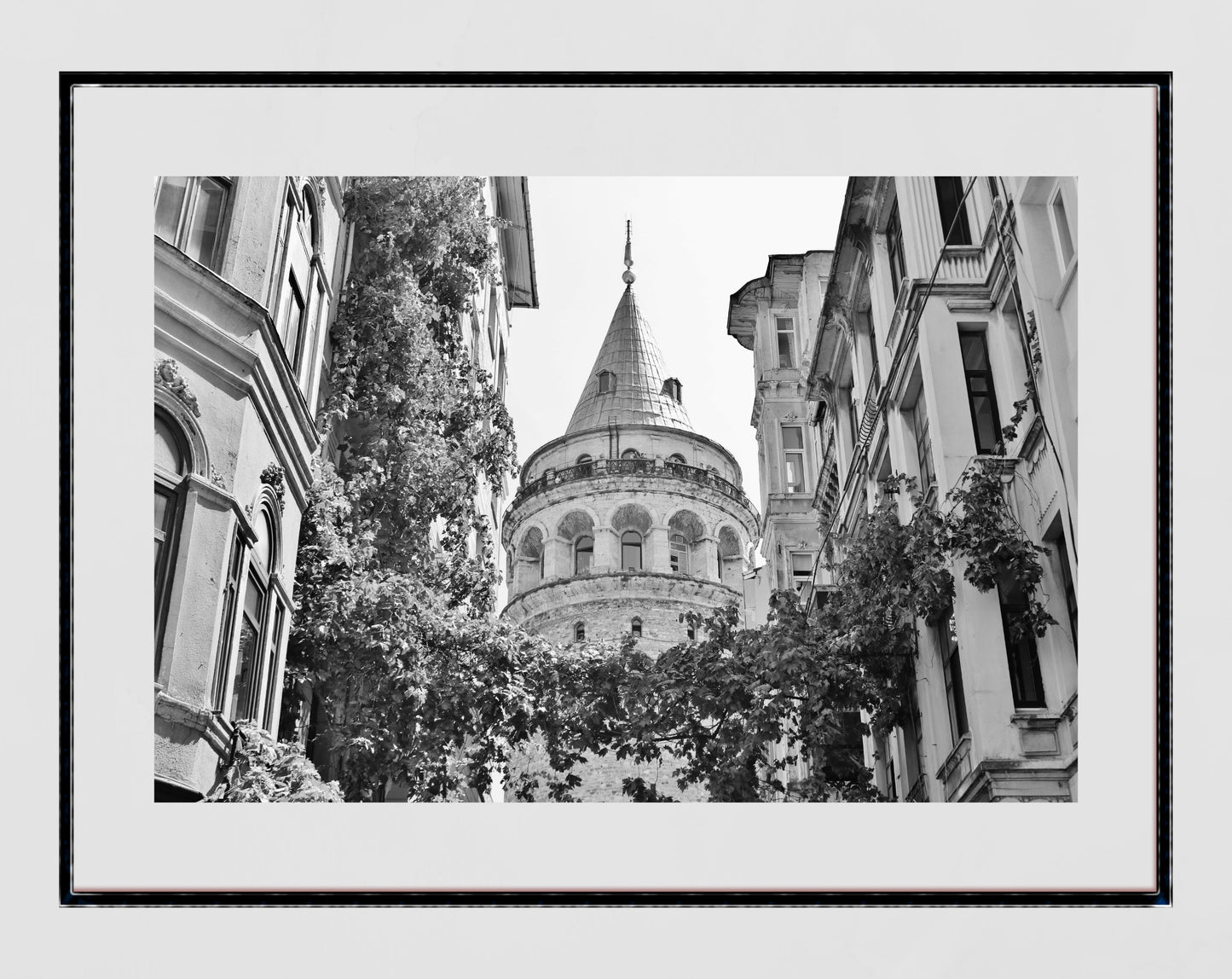 Istanbul Galata Tower Black And White Photography Print Wall Art