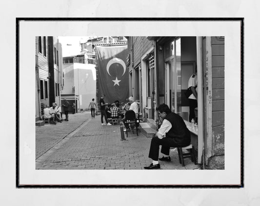 Turkey Decor Istanbul Uskudar Turkish Street Black And White Photography Print