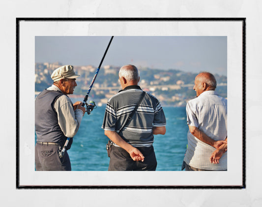 Fishing Istanbul Uskudar Photography Print Wall Art