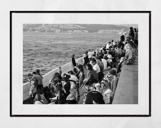 Istanbul Uskudar Bosphorus Black And White Photography Print