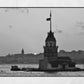 Istanbul Maiden's Tower Sunset Galata Tower Black And White Photography Print Wall Art